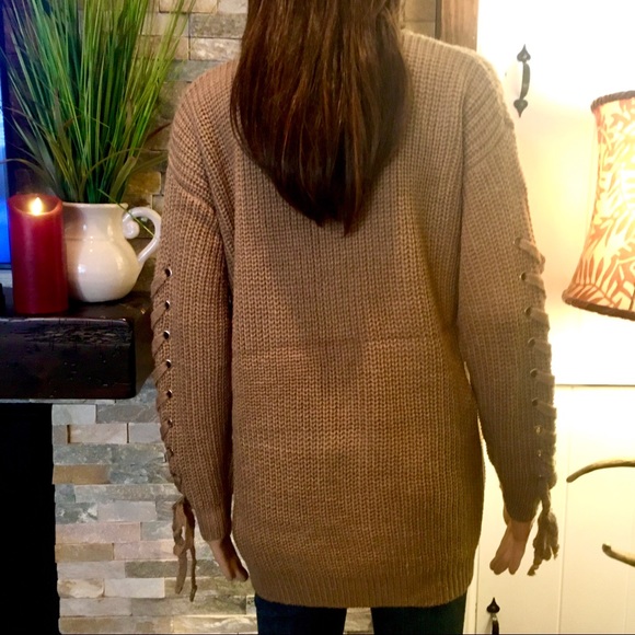 COMFORTABLE TIE SLEEVES LOOSE FIT SWEATER - Picture 8 of 9